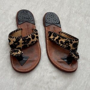 Palm Beach Sandal Co. Leopard Print Leather Brown Sandals
